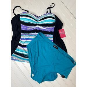 NWT Free Country Tie Dye Bandeau & Coco Reef Bikini Bottom Swim Bundle Plus 3X